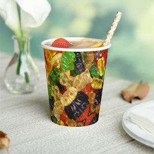 cute kawaii sweets colourful gummy candy bear paper cups
