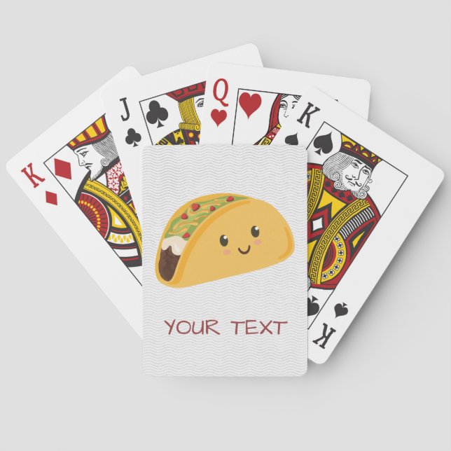 Cute Kawaii Taco Smiling Playing Cards (Back)