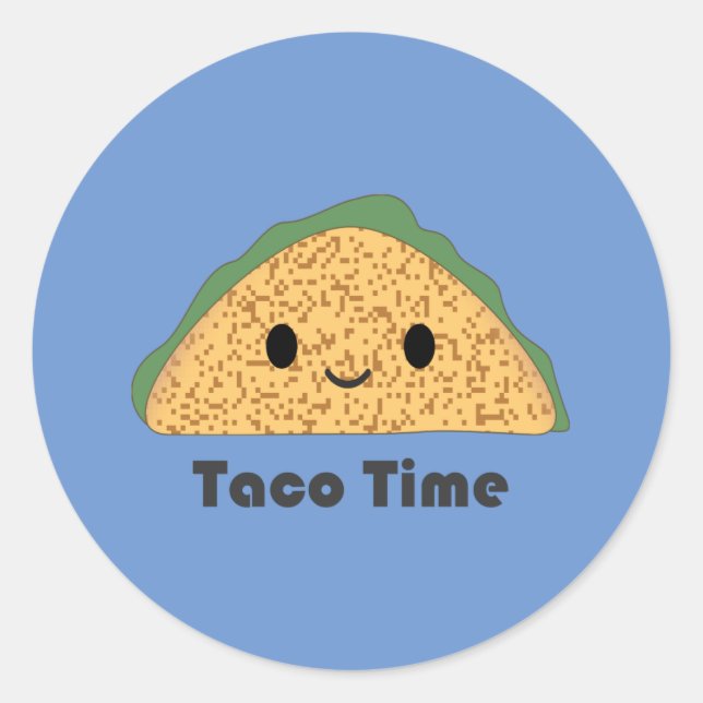 Cute Kawaii Taco Time Taco Classic Round Sticker (Front)
