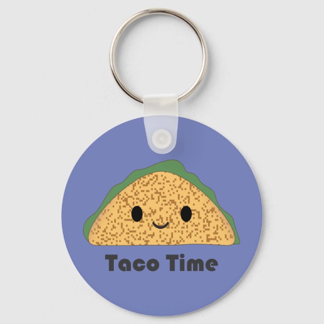 Cute Kawaii Taco Time Taco Key Ring (Front)