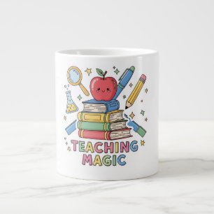 Cute Kawaii Teacher Magic Books & Apple Large Coffee Mug