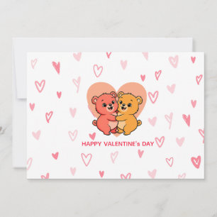 Cute Kawaii Teddy Bear Couple Valentine's Day Holiday Card