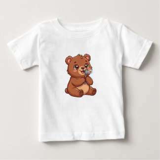 Cute Kawaii Teddy Bear with Bubbles Baby T-Shirt