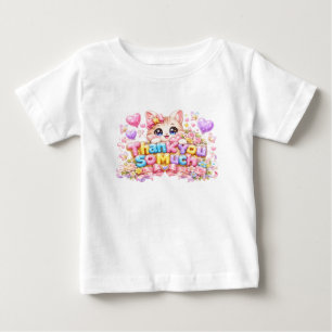 Cute Kawaii Thank a Bunch Cat Name Pastel Pink Flo Baby T-Shirt