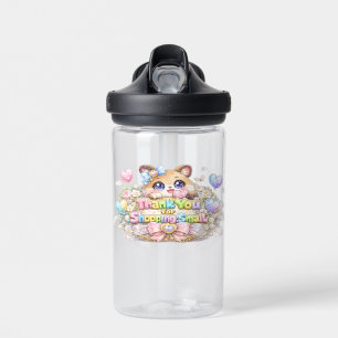 Cute Kawaii Thank You For Shopping Small Cat Paste Water Bottle