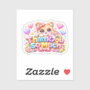 Cute Kawaii Thank You So Much Teddy Bear Pastel Pi