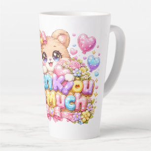 Cute Kawaii Thank You So Much Teddy Bear Pastel Pi Latte Mug