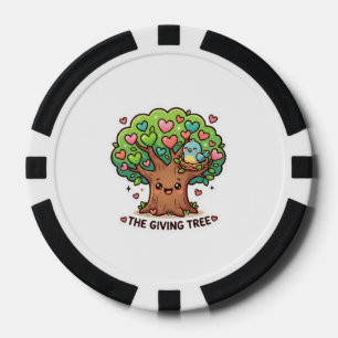 Cute Kawaii The Giving Tree Heart Leaves Kindness  Poker Chips