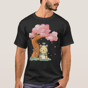 Cute kawaii tiger and Sakura Cherry Blossom tree J T-Shirt