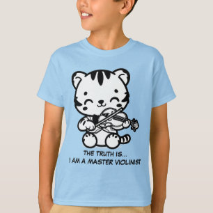 Cute Kawaii Tiger Playing Violin T-Shirt