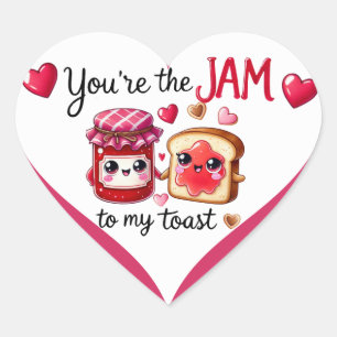Cute Kawaii Toast and Jam Heart Sticker