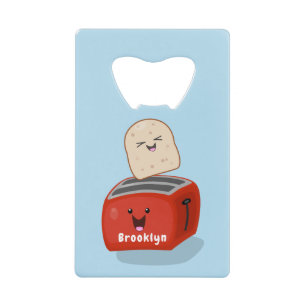 Cute kawaii toast and red toaster cartoon