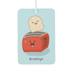 Cute kawaii toast and red toaster cartoon car air freshener