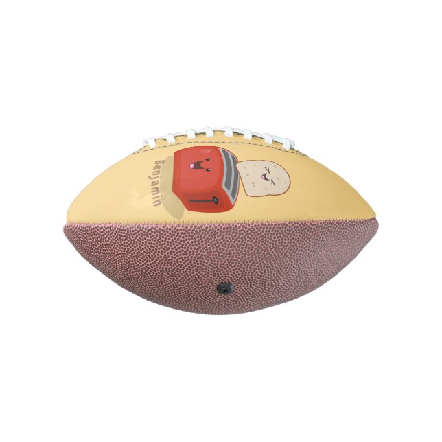 Cute kawaii toast and red toaster cartoon football (Rotated 270)