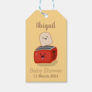Cute kawaii toast and red toaster cartoon  gift tags