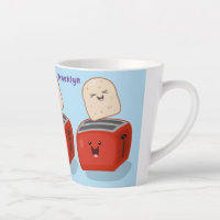 Cute kawaii toast and red toaster cartoon