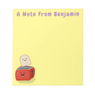 Cute kawaii toast and red toaster cartoon notepad