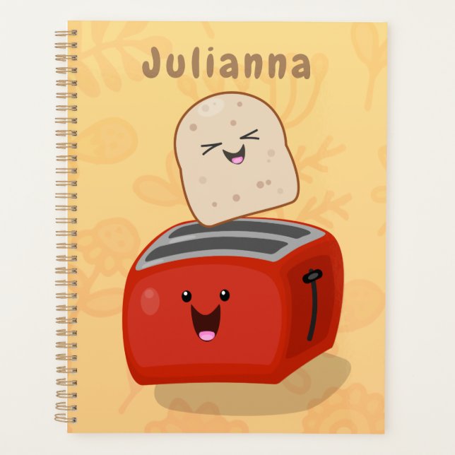 Cute kawaii toast and red toaster cartoon planner (Front)