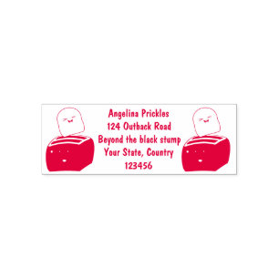 Cute kawaii toast and red toaster cartoon self-inking stamp
