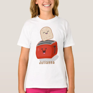 Cute kawaii toast and red toaster cartoon T-Shirt
