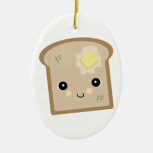 cute kawaii toast ceramic tree decoration