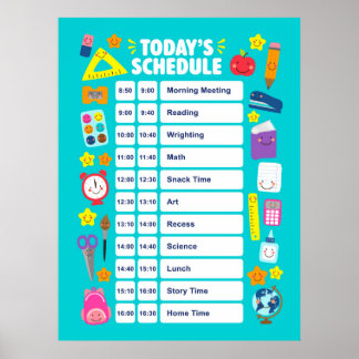 Cute Kawaii Todays Schedule Poster