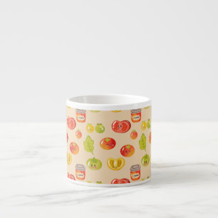 Cute Kawaii Tomato Seamless Pattern Espresso Cup