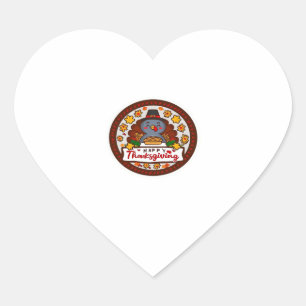 Cute Kawaii Turkey - Happy Thanksgiving Classic T- Heart Sticker