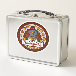 Cute Kawaii Turkey - Happy Thanksgiving Classic T- Metal Lunch Box