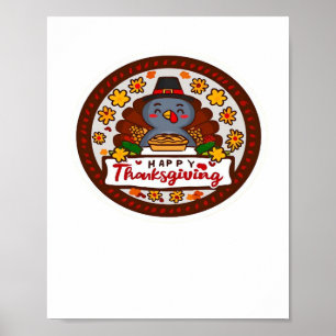 Cute Kawaii Turkey - Happy Thanksgiving Classic T- Poster