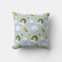 Cute Kawaii Unicorn Bees and Rainbow Grey Yellow