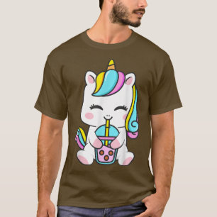 Cute Kawaii Unicorn Boba Bubble Tea Anime For Wome T-Shirt