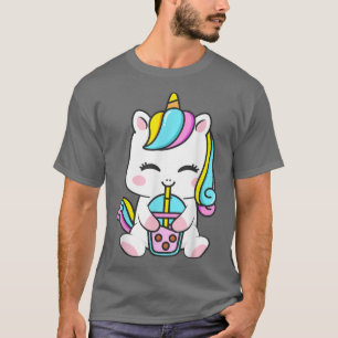 Cute Kawaii Unicorn Boba Bubble Tea Anime For Wome T-Shirt