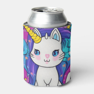Cute Kawaii Unicorn Cat  Can Cooler