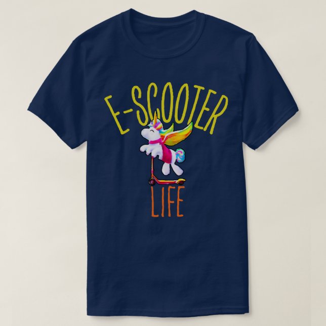 Cute Kawaii Unicorn Driving E Scooter T-Shirt (Design Front)