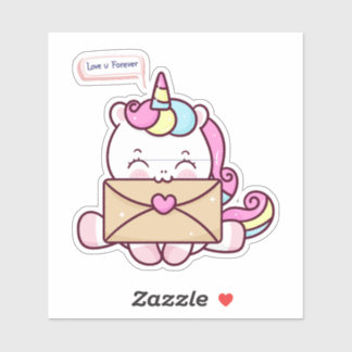 Cute Kawaii Unicorn Love Illustration