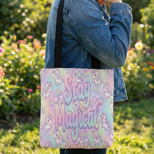 Cute Kawaii Unicorn Pastel Rainbow Magical Tote Bag