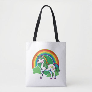 Cute Kawaii Unicorn with Rainbow Illustration Tote Bag