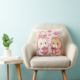 Cute Kawaii Valentine Bunny Bear Love Gift Cushion