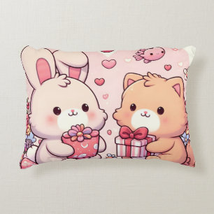 Cute Kawaii Valentine Bunny Bear Love Gift Decorative Cushion