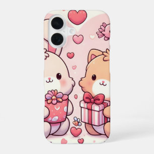 Cute Kawaii Valentine Bunny Bear Love Gift iPhone 16 Case