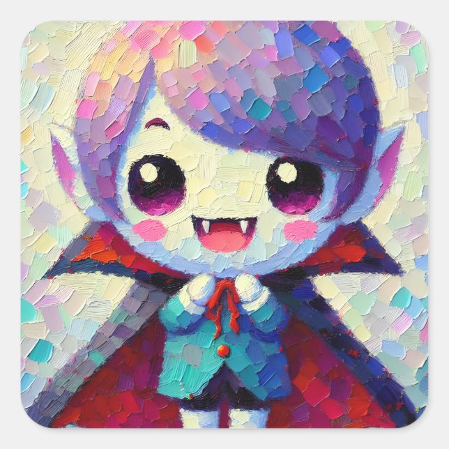 Cute Kawaii Vampire Boy  Square Sticker (Front)