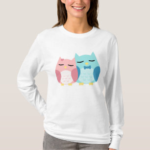 cute kawaii vector owl couple T-Shirt