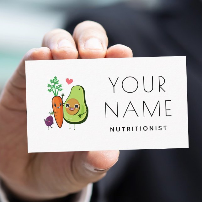 Cute Kawaii Vegetables Dietician Nutritionist Food Business Card (Creator Uploaded)