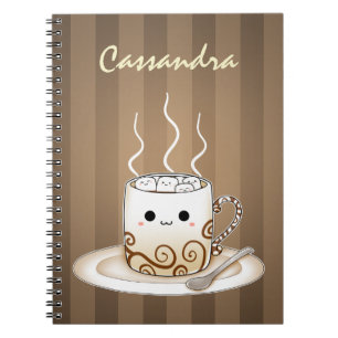 Cute kawaii warm cocoa drink spiral notebook