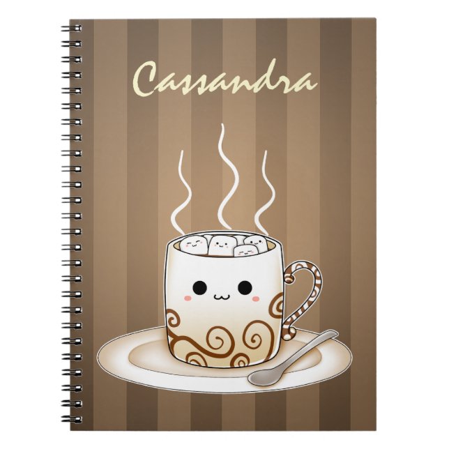 Cute kawaii warm cocoa drink spiral notebook (Front)