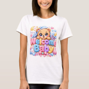 Cute Kawaii Welcome Baby Teddy Bear Pastel Pink Ne T-Shirt