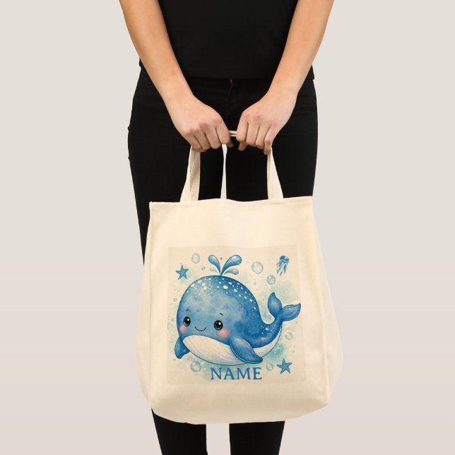 CUTE KAWAII WHALE TOTE BAG (Front (Product))