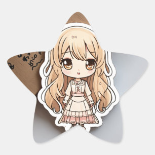 Cute Kawaii White Girl Cartoon Die Cut Sticker