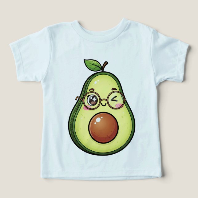 Cute Kawaii Winking Avocado with Glasses (Design Front)